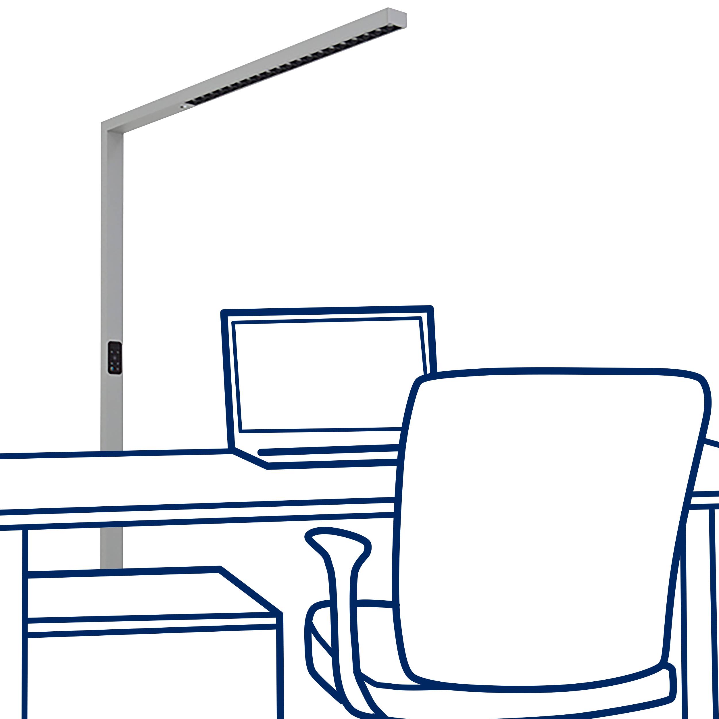 LED-Schreibtisch-Stehleuchte ROLF KERN „Clever-Pro“ mit Touch Display, PIR & Tageslicht-Sensor