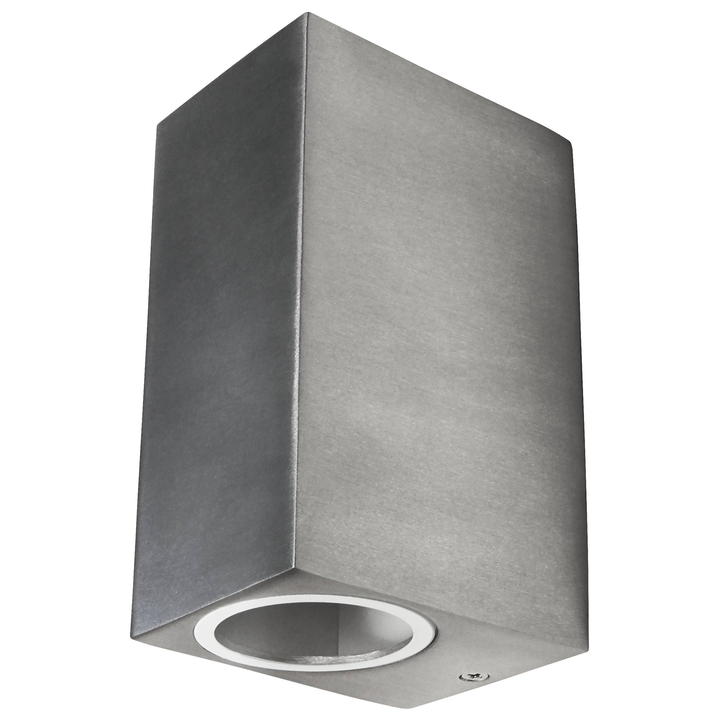 Wandleuchte McShine "Square-E" Edelstahl-Optik, IP44, 2x GU10, Aluminium Gehäuse