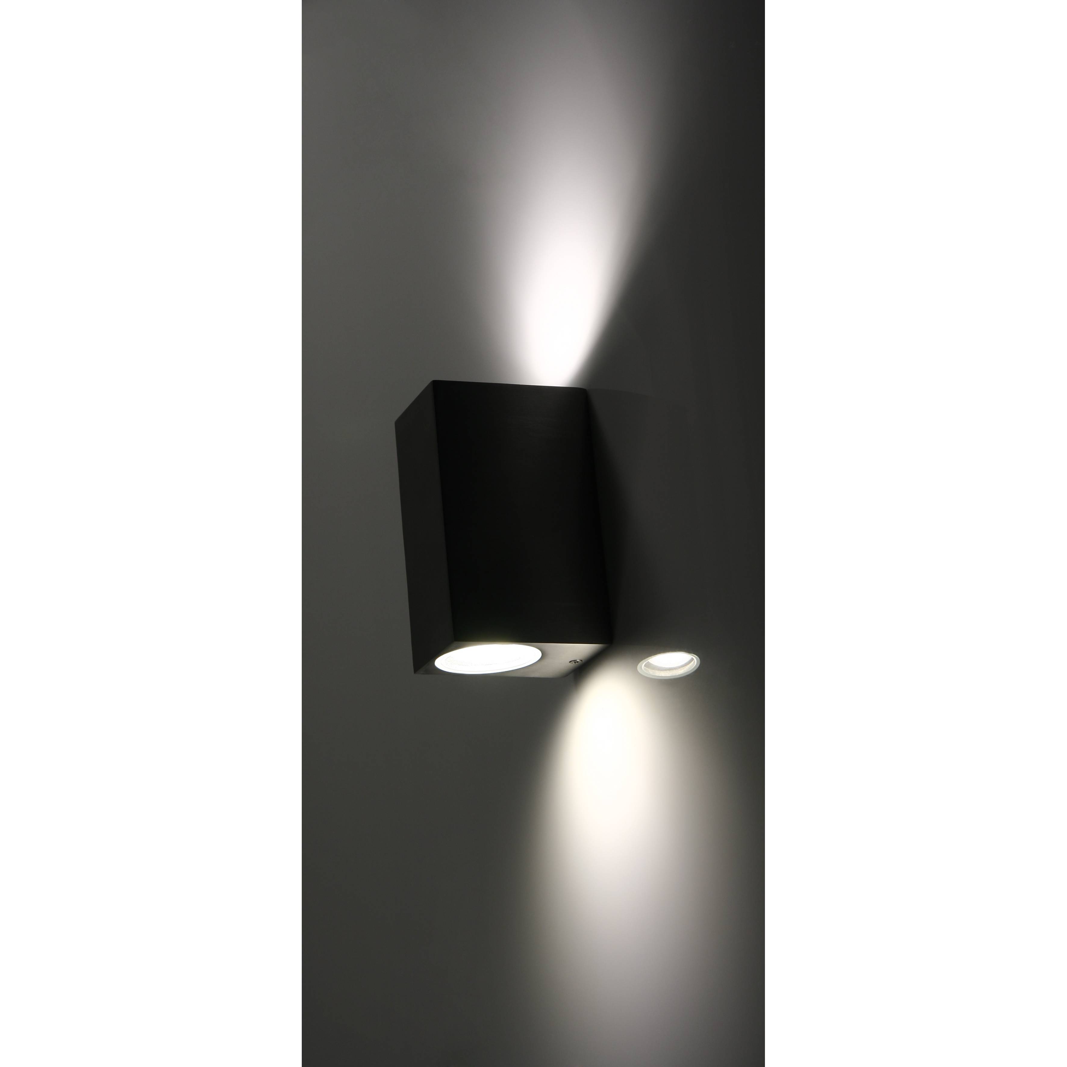 Wandleuchte McShine "Square-E" Edelstahl-Optik, IP44, 2x GU10, Aluminium Gehäuse