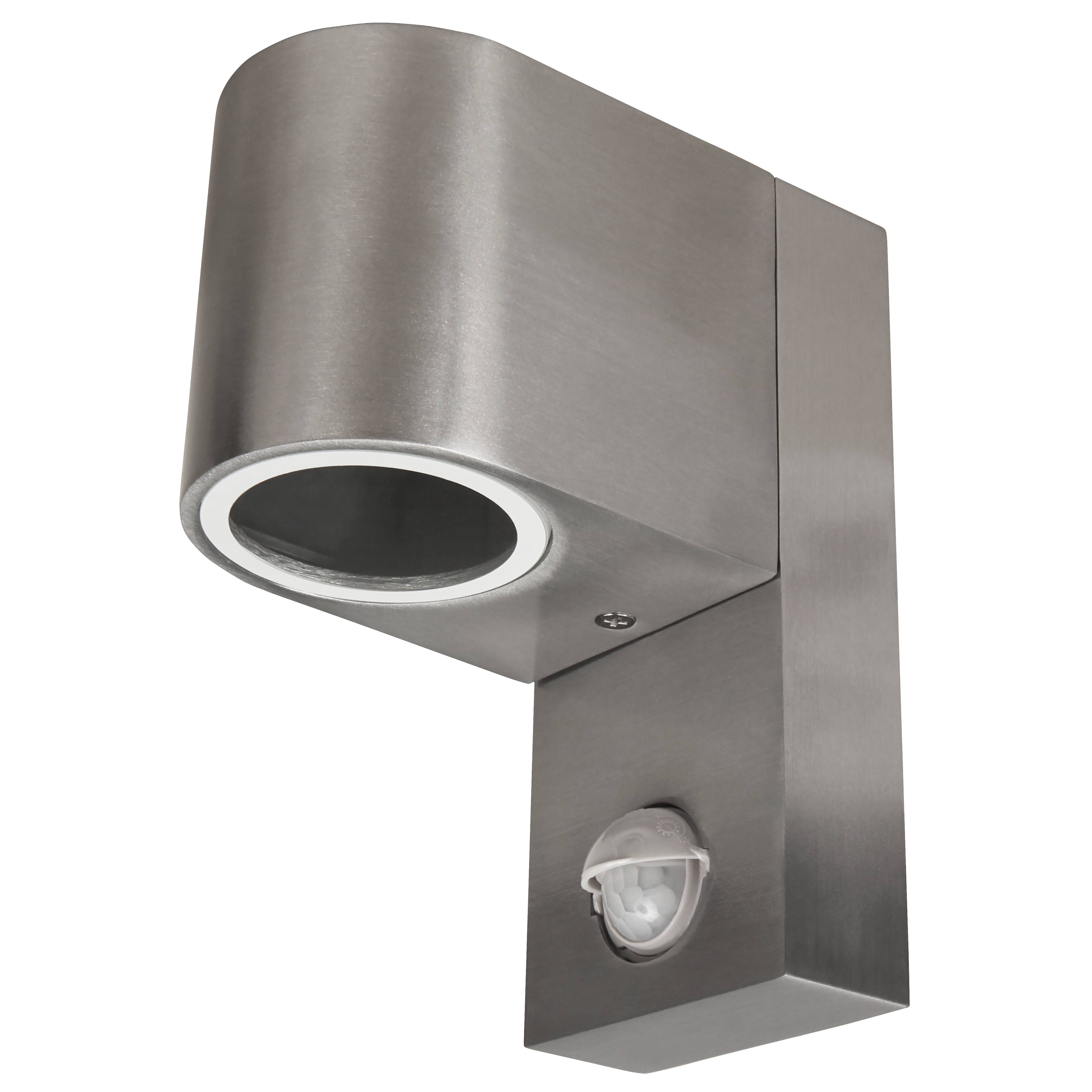 Wandleuchte McShine "Oval-E" Edelstahl-Optik, IP44, 1x GU10, Bewegungsmelder