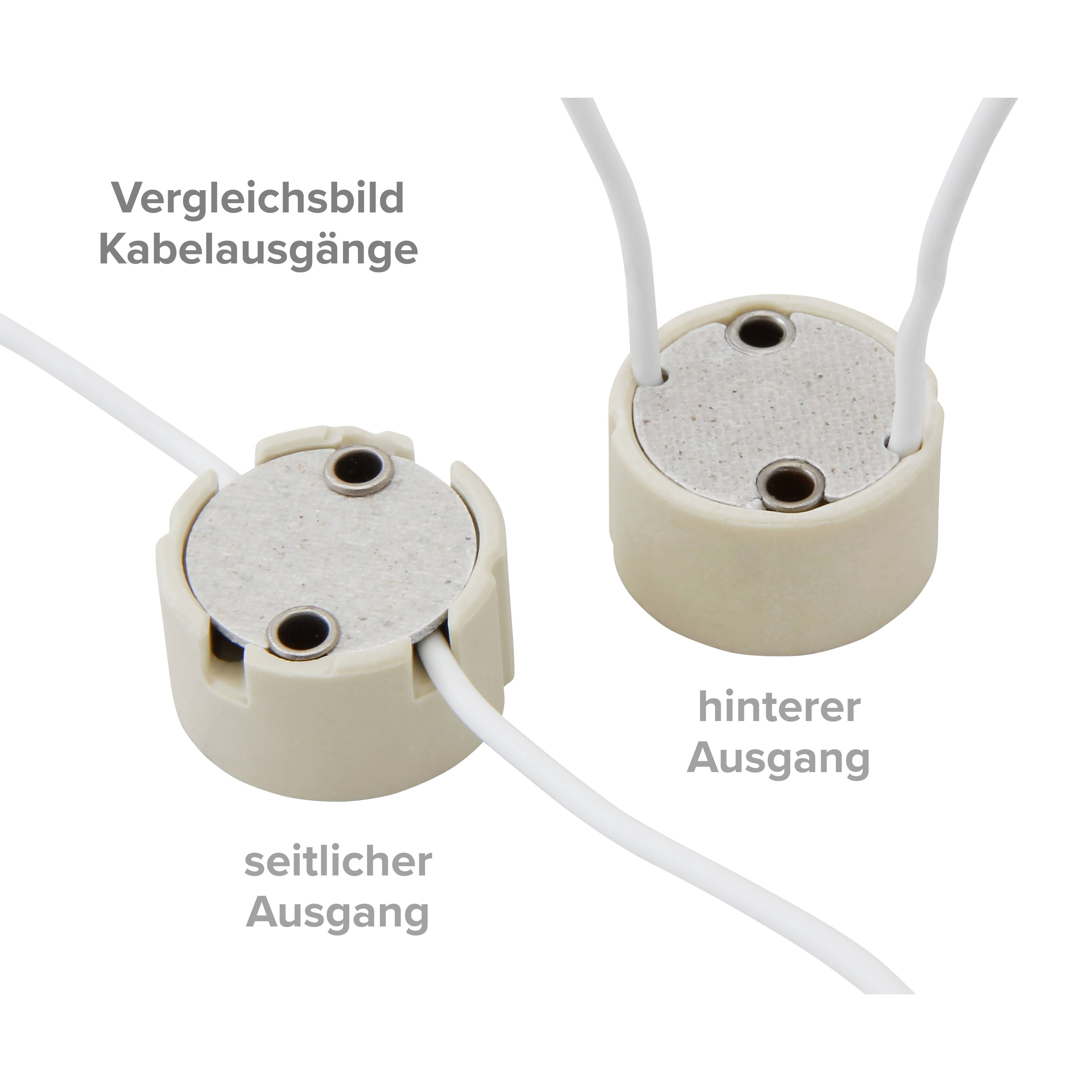 Lampenfassung McShine, GU10, 10cm Kabel, max. 250V/100W, seitlicher Kabelausgang