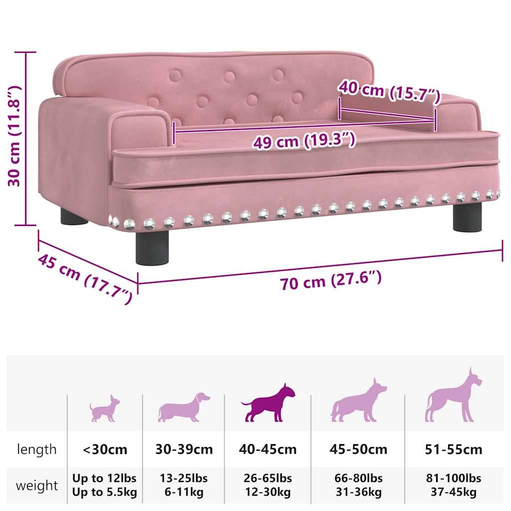 vidaXL Hundebett Rosa 70x45x30 cm Samt