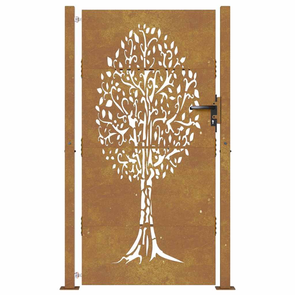 vidaXL Gartentor 105x180 cm Cortenstahl Baum-Design