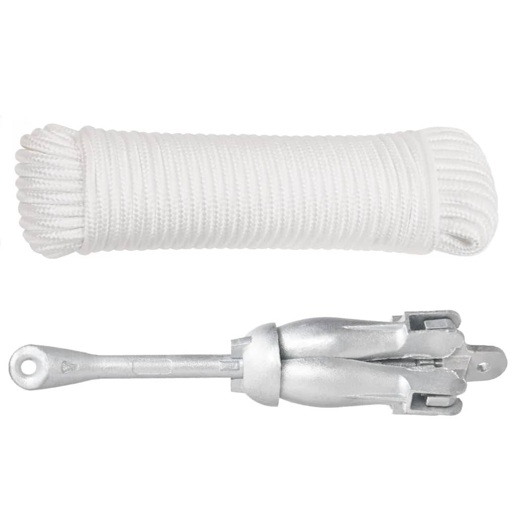 vidaXL Klappanker mit Seil Silber 8 kg feuerverzinktes Gusseisen