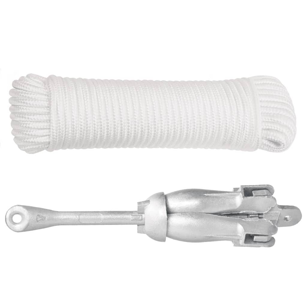 vidaXL Klappanker mit Seil Silber 6 kg feuerverzinktes Gusseisen