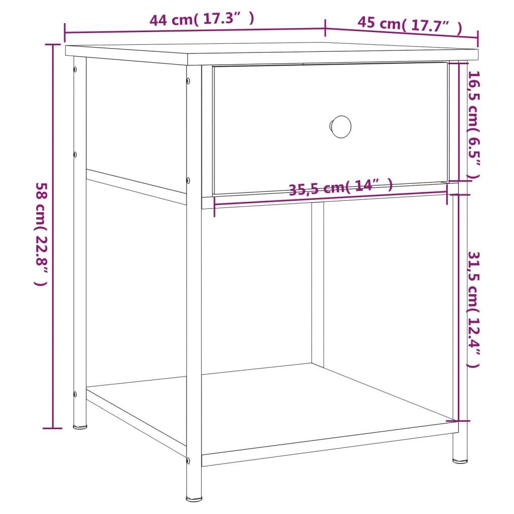 vidaXL Nachttisch Braun Eichen-Optik 44x45x58 cm Holzwerkstoff