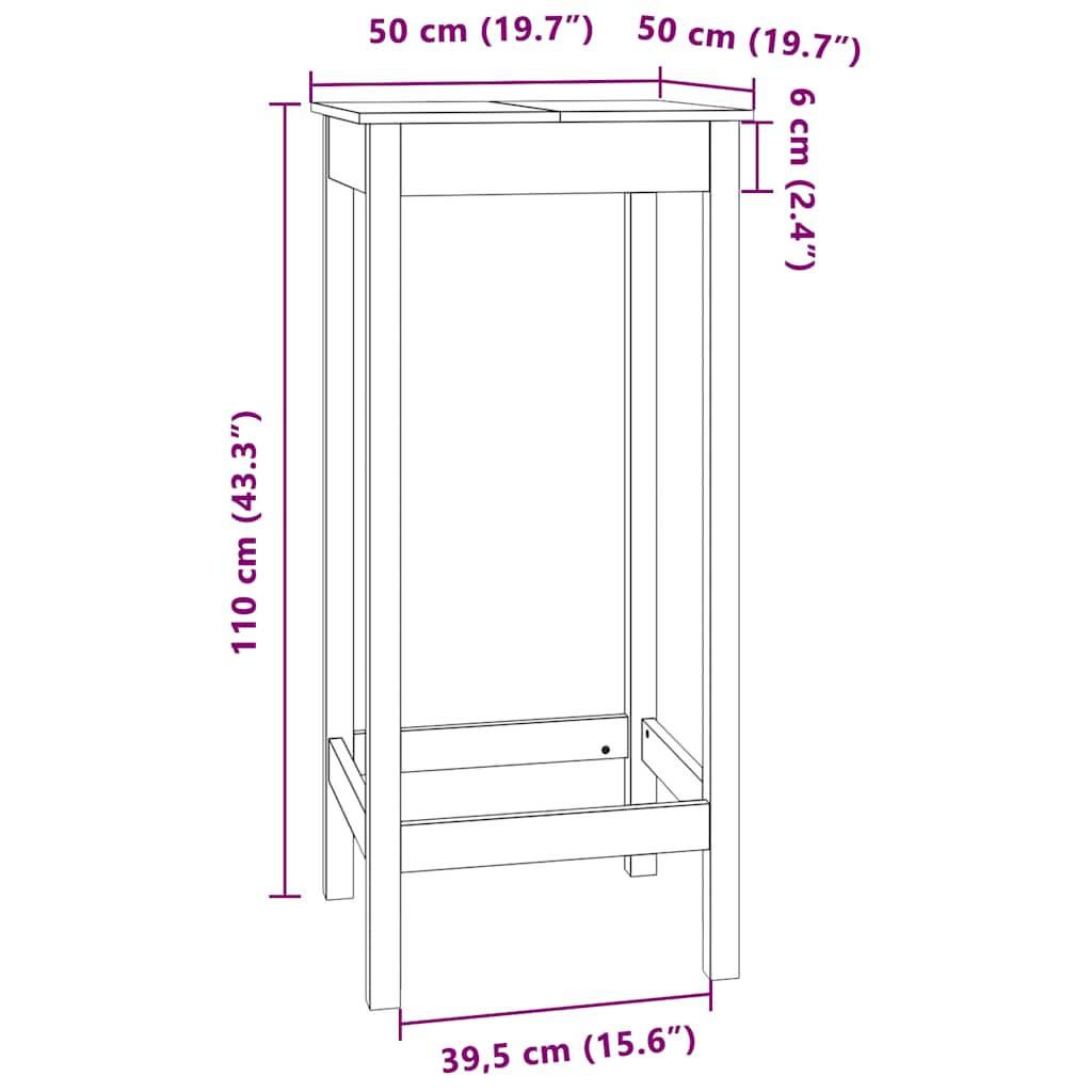 vidaXL Bartisch Weiß 50x50x110 cm Massivholz Kiefer
