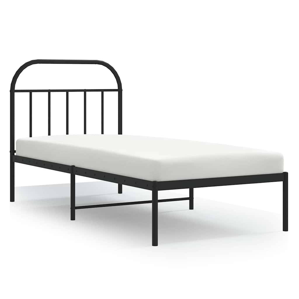 vidaXL Bettgestell mit Kopfteil Metall Schwarz 90x200 cm