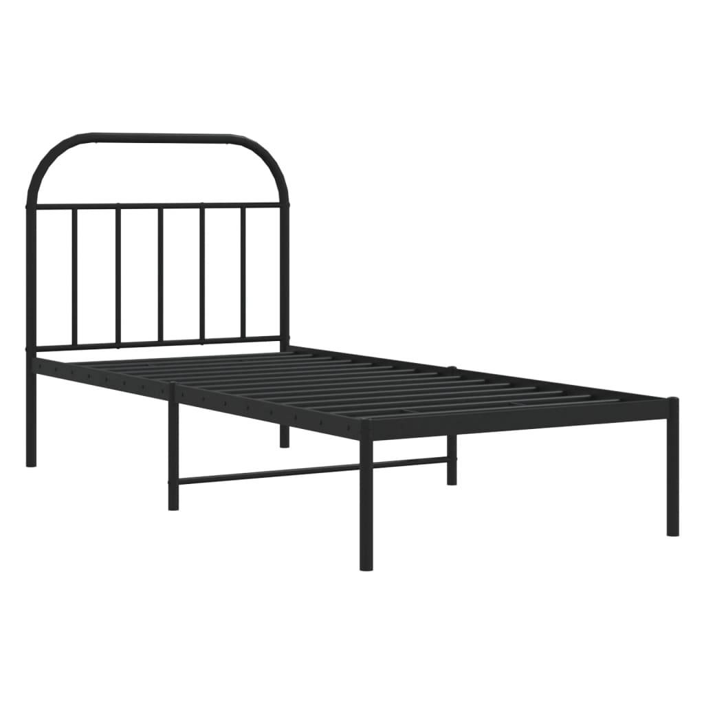 vidaXL Bettgestell mit Kopfteil Metall Schwarz 90x200 cm