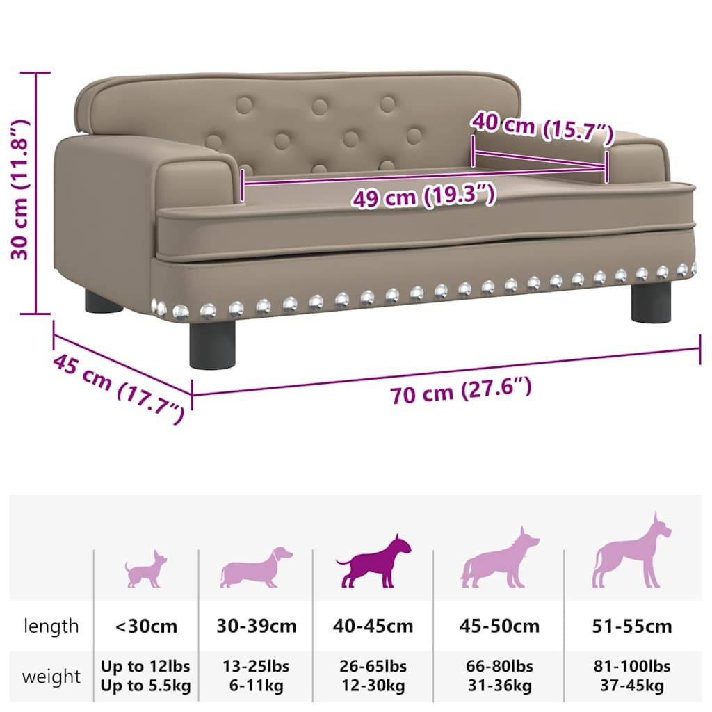 vidaXL Hundebett Cappuccino-Braun 70x45x30 cm Kunstleder