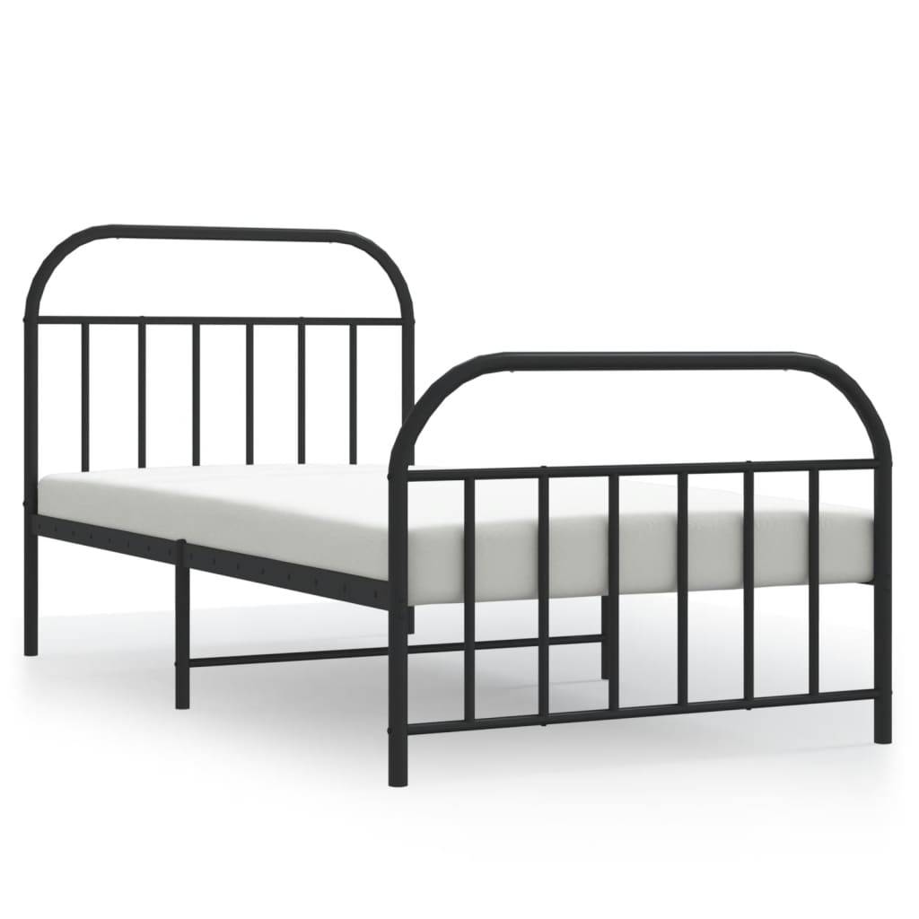 vidaXL Bettgestell mit Kopf- und Fußteil Metall Schwarz 107x203 cm