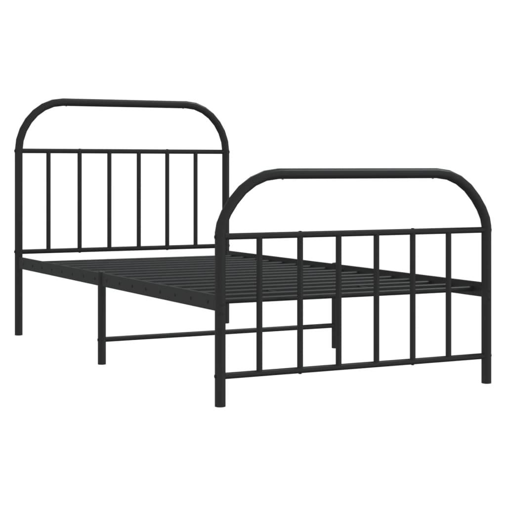 vidaXL Bettgestell mit Kopf- und Fußteil Metall Schwarz 107x203 cm