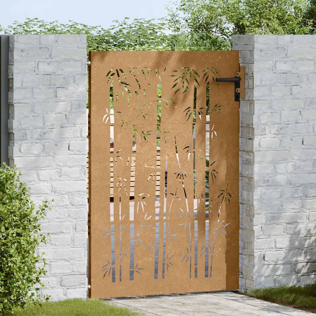vidaXL Gartentor 85x125 cm Cortenstahl Bambus-Design