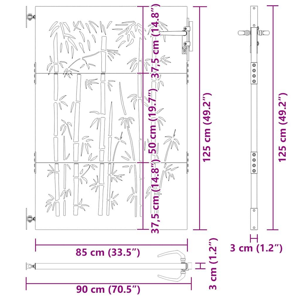vidaXL Gartentor 85x125 cm Cortenstahl Bambus-Design