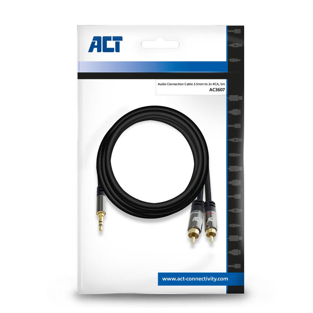ACT 5 meters High Quality audio connection cable 1x 3.5mm stereo jack male