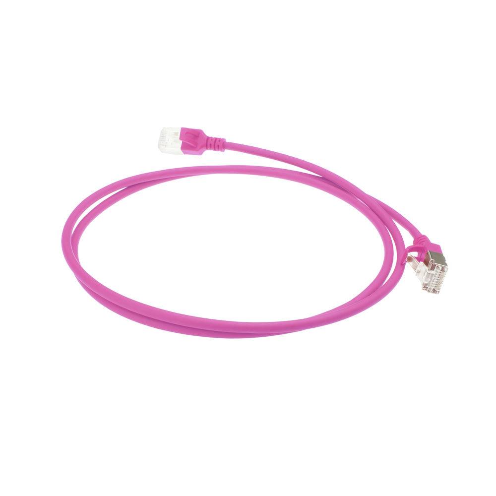 ACT Pink 5 meter LSZH U/FTP CAT6A datacenter slimline patch cable snagless with RJ45 connectors (DC7405)