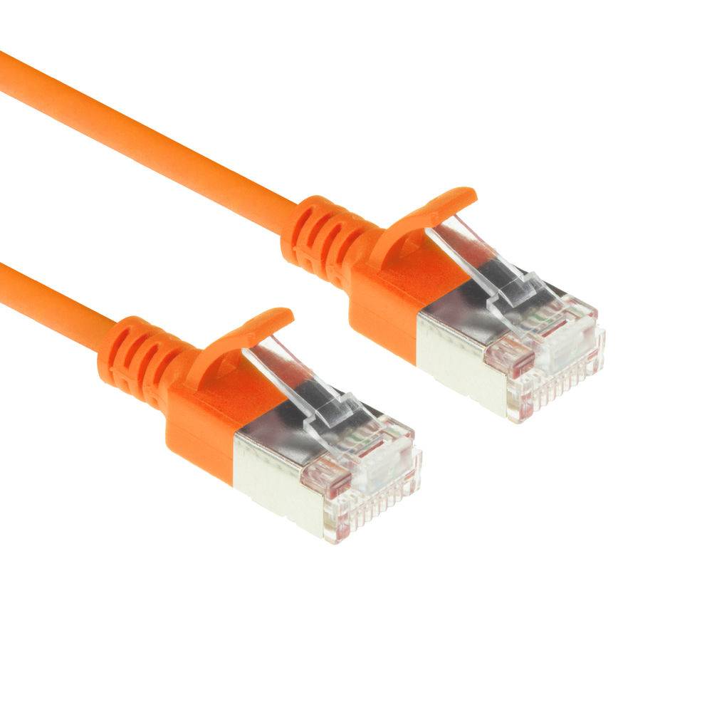 ACT Orange 10 meter LSZH U/FTP CAT6A datacenter slimline patch cable snagless with RJ45 connectors (DC7110)