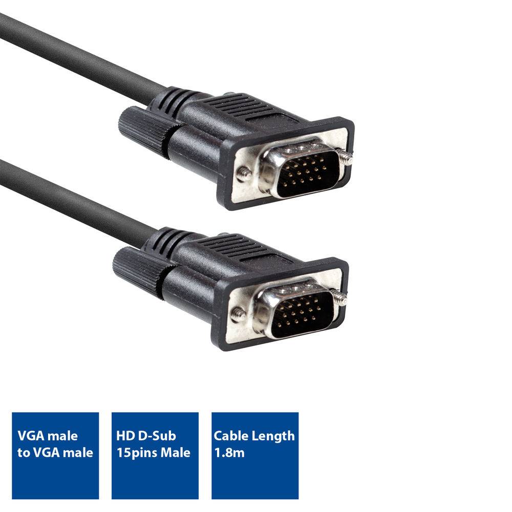 ACT AC3510 VGA-Kabel 1,8 m VGA (D-Sub) Schwarz (AC3510)