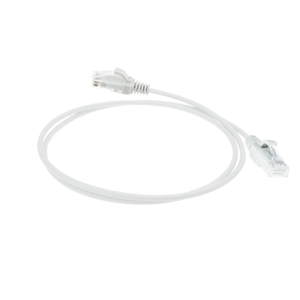 ACT DC8951 LSZH U/UTP CAT6 Datacenter Slimline Patch Cord Snagless | RJ45 Stecker | Weiß | 1,5 Meter