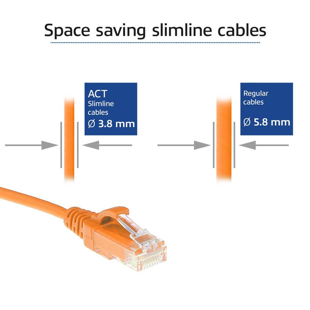 ACT DC9105 LSZH U/UTP CAT6 Datacenter Slimline Patch Cord Snagless | RJ45 Stecker | Orange | 5 Meter