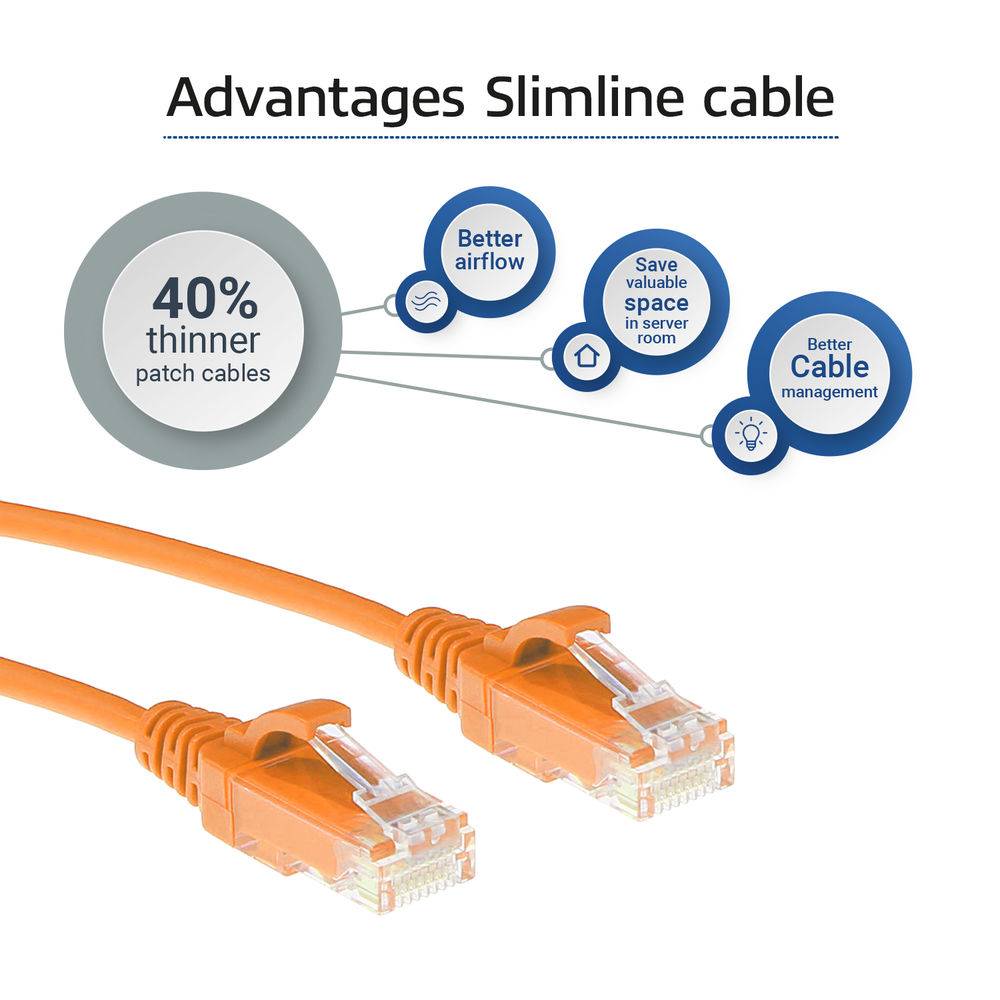 ACT DC9105 LSZH U/UTP CAT6 Datacenter Slimline Patch Cord Snagless | RJ45 Stecker | Orange | 5 Meter