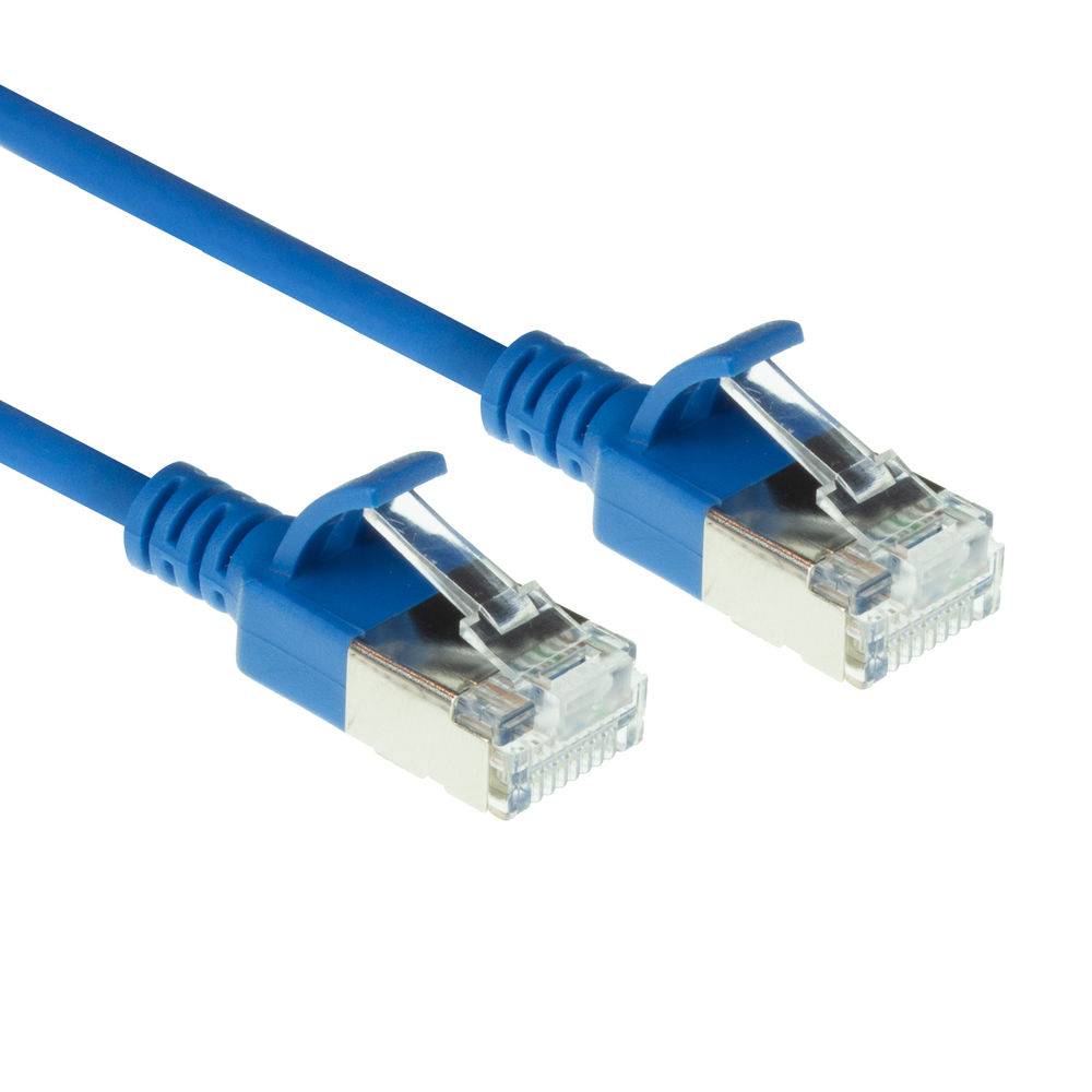 ACT Blue 7 meter LSZH U/FTP CAT6A datacenter slimline patch cable snagless with RJ45 connectors (DC7607)