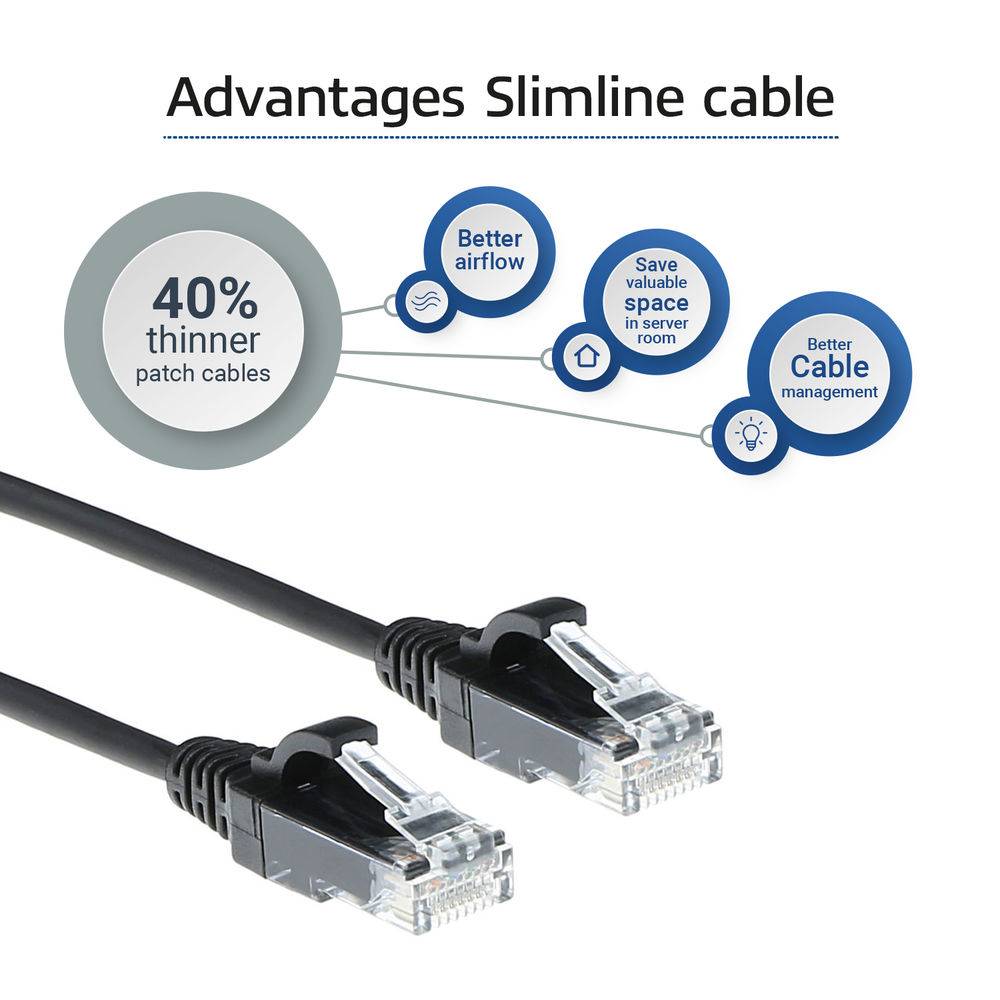 ACT DC9903 LSZH U/UTP CAT6 Datacenter Slimline Patch Cord Snagless | RJ45-Stecker | Schwarz | 3 Meter