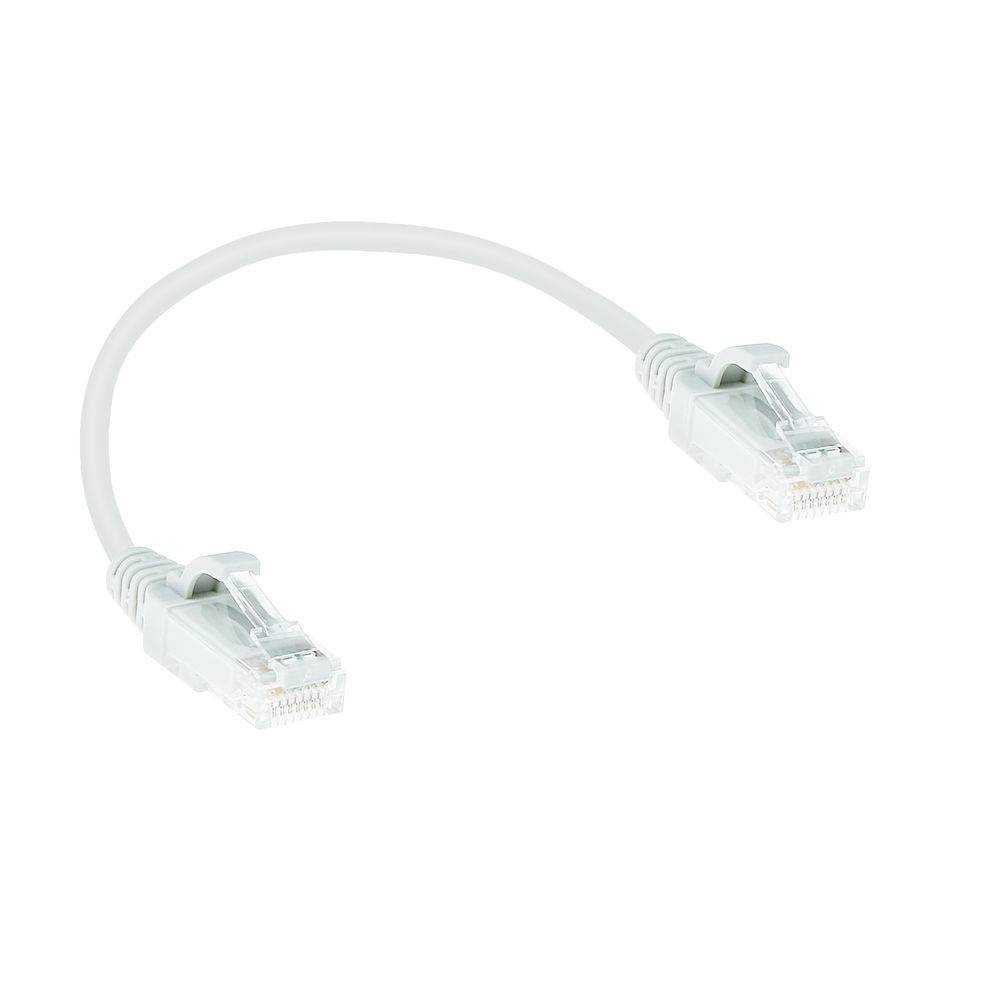 ACT DC8930 LSZH U/UTP CAT6 Datacenter Slimline Patch Cord Snagless | RJ45 Stecker | Weiß | 15 cm