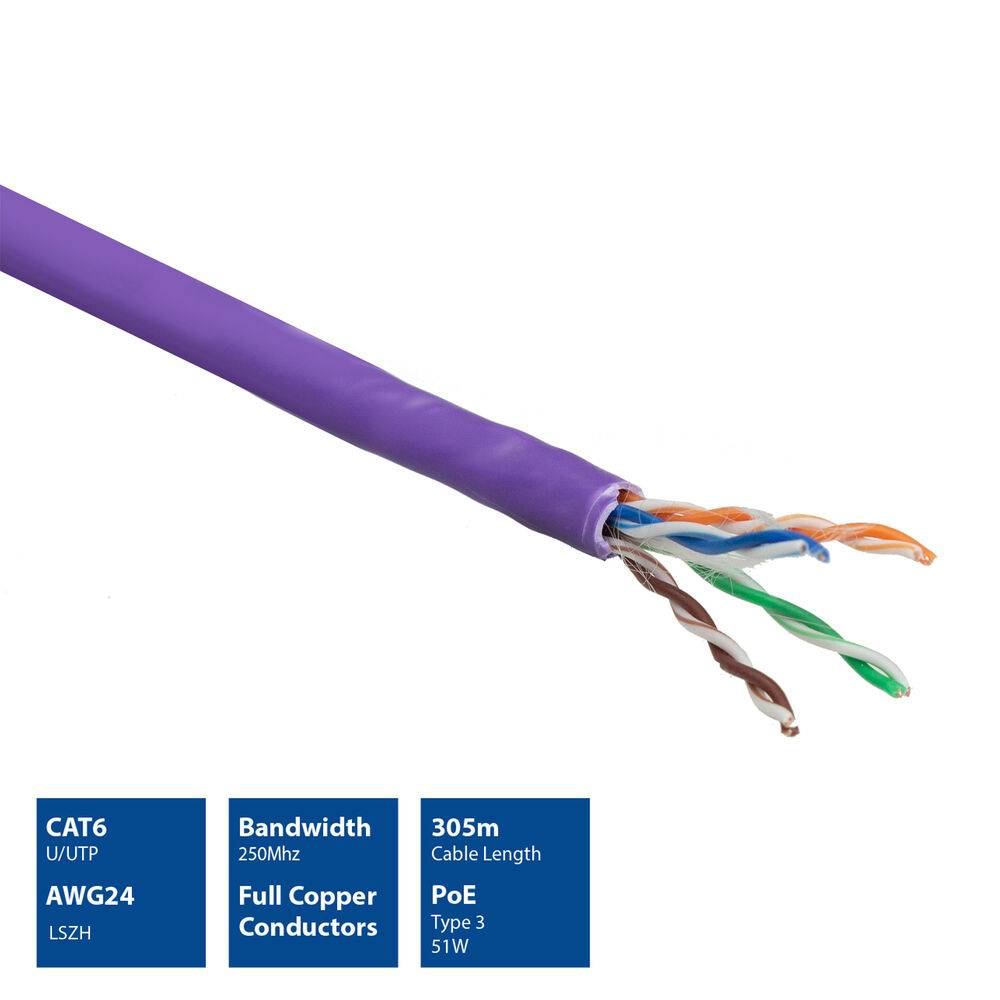 ACT XS6003 CAT6 U/UTP Festinstallationskabel LSZH Violett - 305 Meter