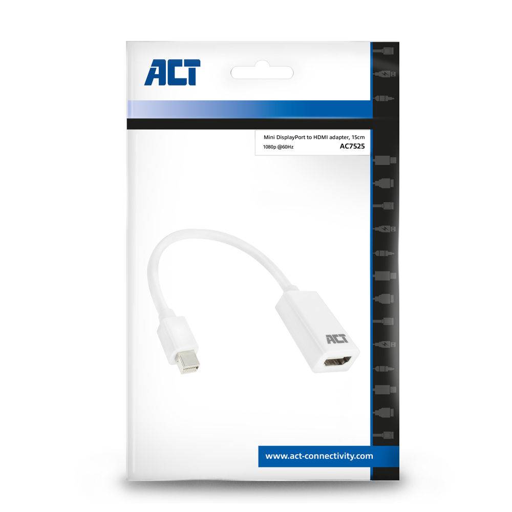 ACT AC7525 Adapter Mini DisplayPort Stecker | HDMI-A Buchse | Weiß - 0,15 cm