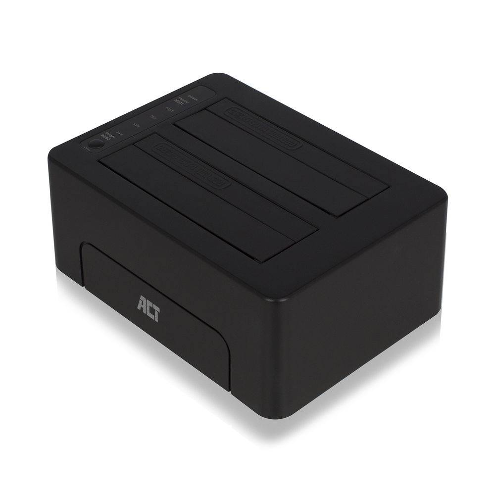 ACT AC1504 2,5" und 3,5" SATA-Doppelfestplatten-Dockingstation USB 3.2 Gen1 - Schwarz