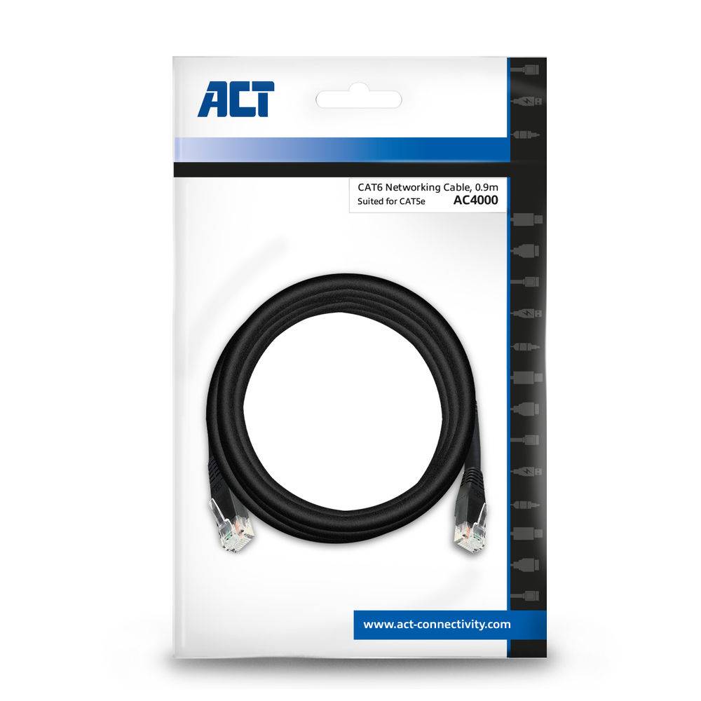 ACT AC4000 Schwarz U/UTP CAT6 Netzwerkkabel - 90 cm