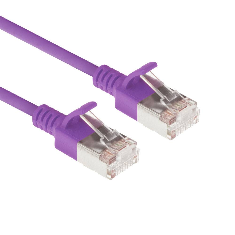 ACT Purple 3 meter LSZH U/FTP CAT6A datacenter slimline patch cable snagless with RJ45 connectors (DC7303)
