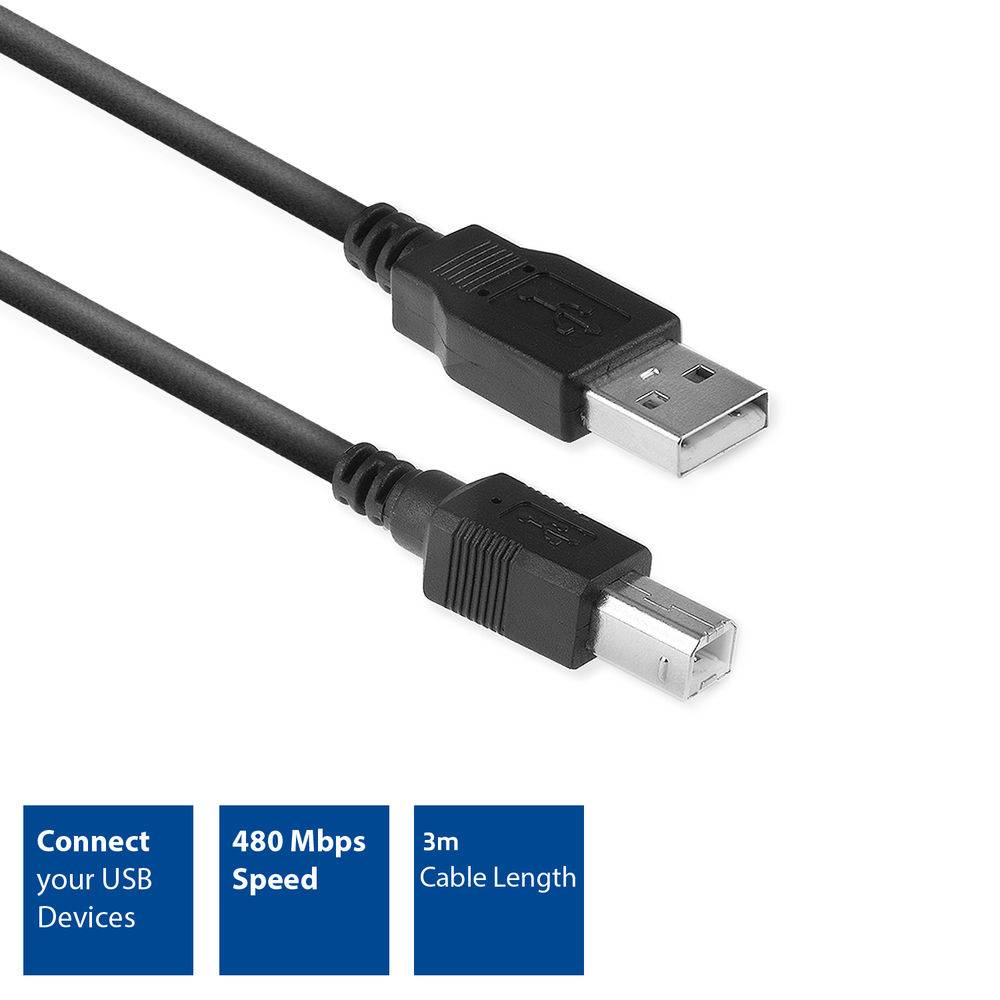ACT AC3033 USB Kabel 3 m USB 2.0 USB A USB B Schwarz (AC3033)