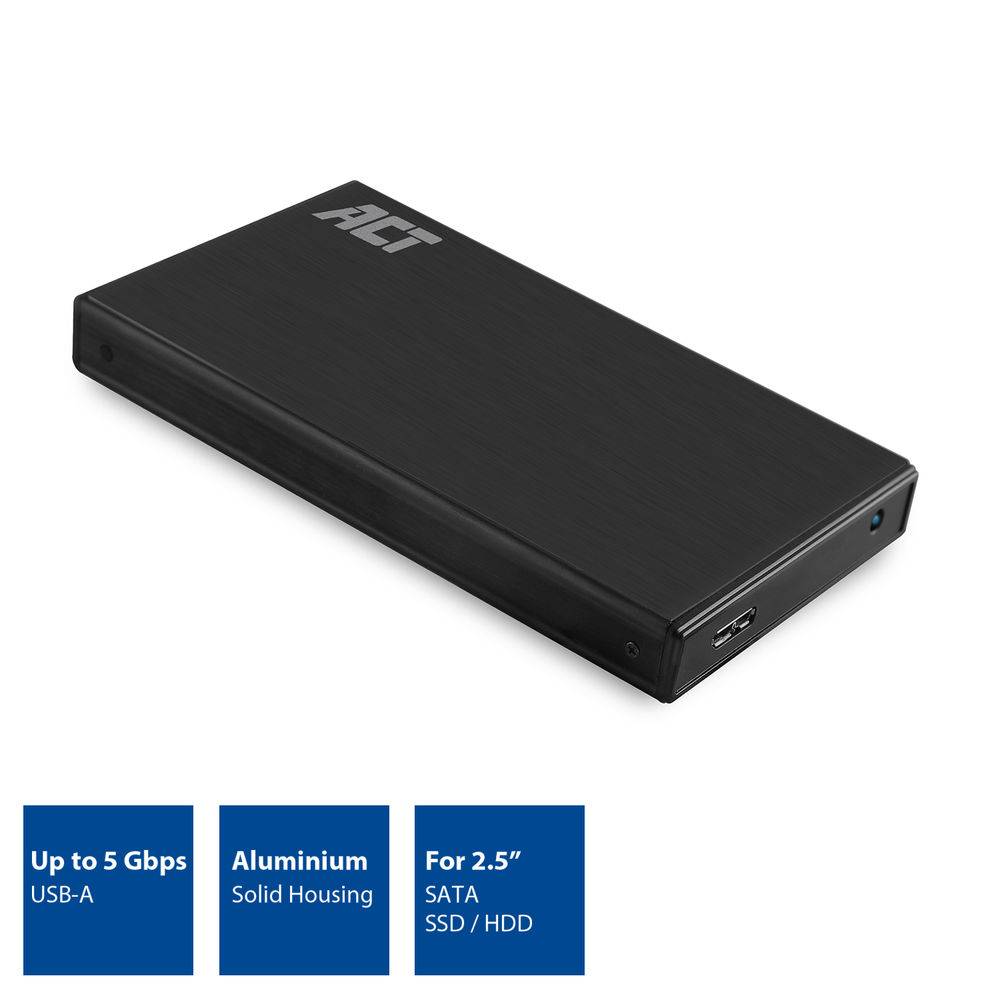 ACT AC1200 2.5" SATA Festplattengehäuse | USB 3.2 Gen1 | Aluminium | Schwarz