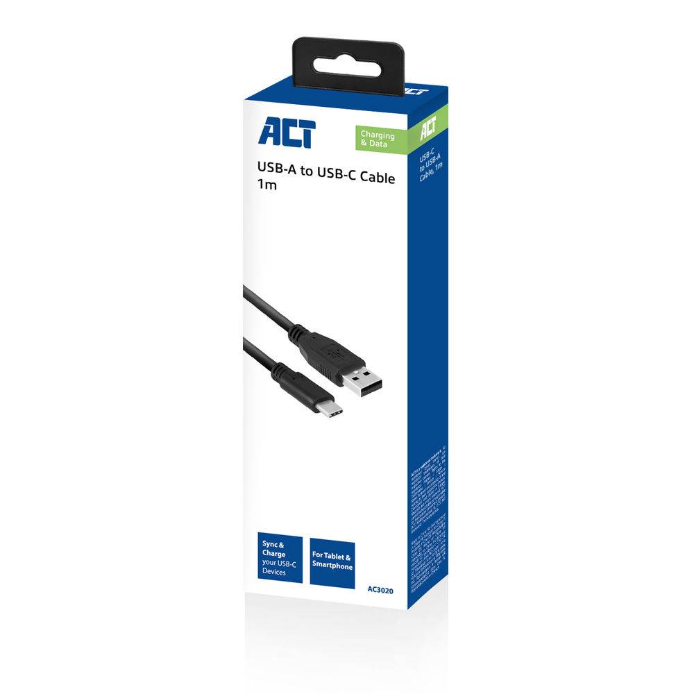 ACT AC3020 USB-A Stecker auf USB-C Stecker - Lade- und Synchronisationskabel - 1 Meter
