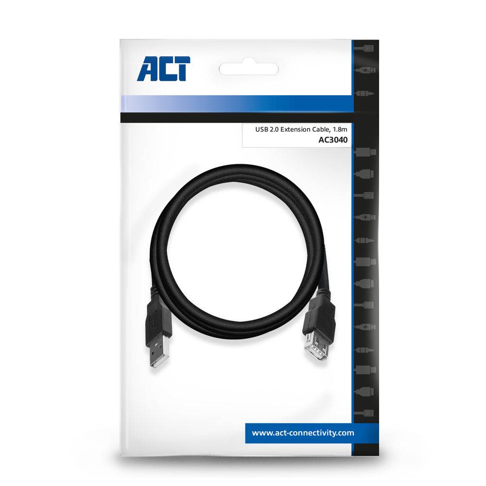 ACT AC3040 USB-Verlängerungskabel USB-A-Stecker/USB-A-Buchse - 1,8 Meter