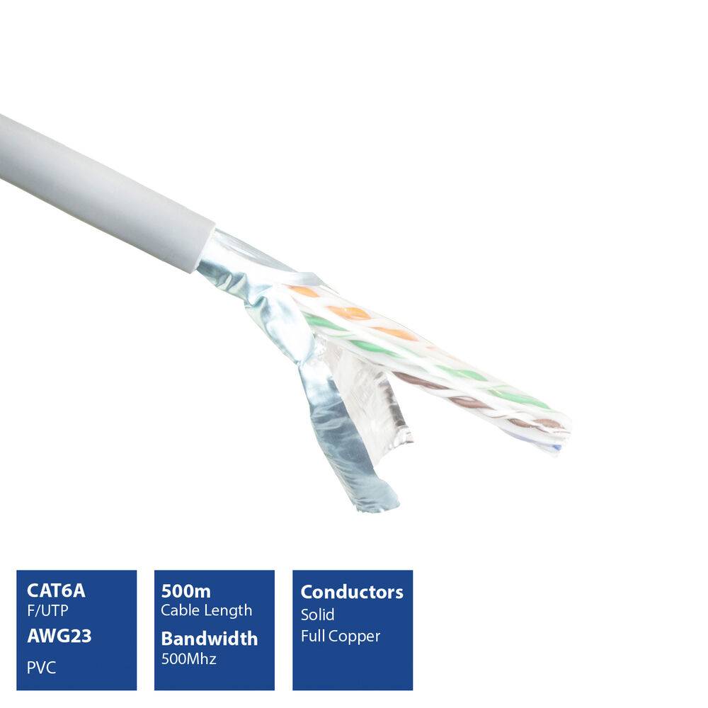 ACT XS6121 CAT6A F/UTP Solid Twisted Pair Kabel PVC AWG 23 CPR:B2ca - 500 Meter