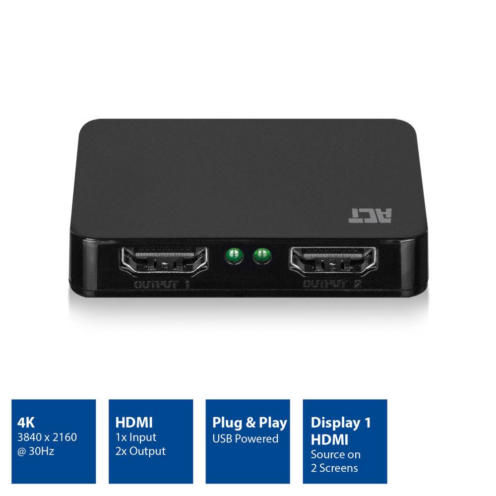 ACT AC7835 4K HDMI 1.4 - 2-Port Splitter
