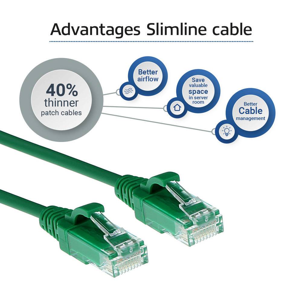 ACT DC9701 LSZH U/UTP CAT6 Datacenter Slimline Patch Cord Snagless | RJ45-Stecker | Grün | 1 Meter