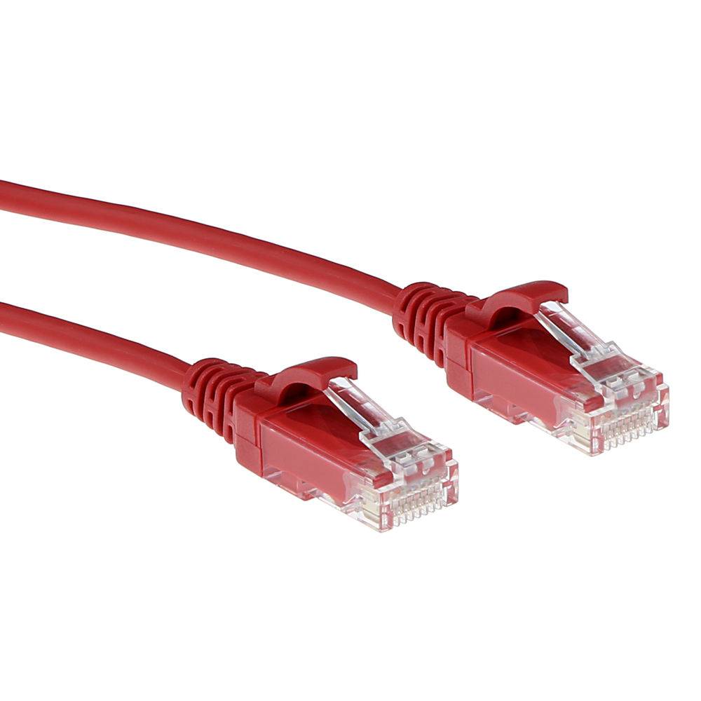 ACT DC9502 LSZH U/UTP CAT6 Datacenter Slimline Patch Cord Snagless | RJ45-Stecker | Rot | 2 Meter