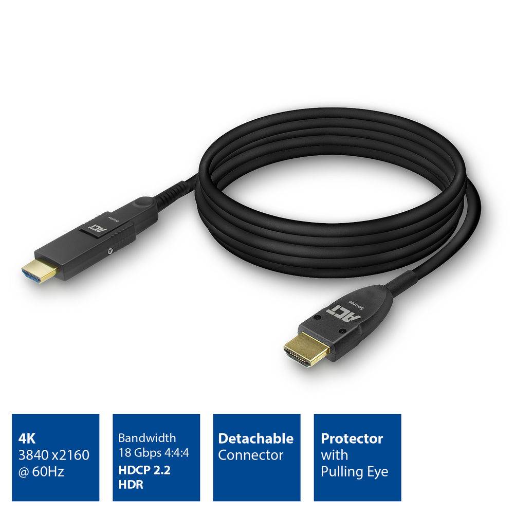 ACT AK4106 HDMI High Speed 4K AOC Kabel mit abnehmbarem Stecker - 50 Meter