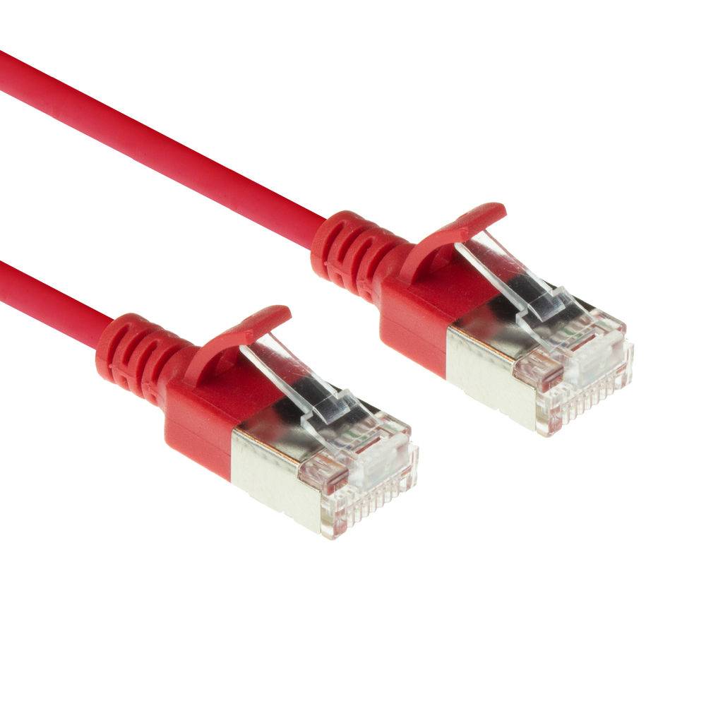 ACT Red 7 meter LSZH U/FTP CAT6A datacenter slimline patch cable snagless with RJ45 connectors (DC7507)