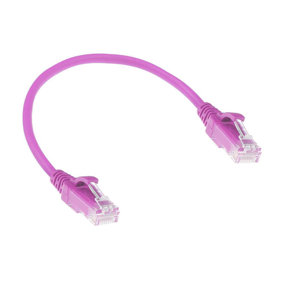 ACT DC9430 LSZH U/UTP CAT6 Datacenter Slimline Patch Cord Snagless | RJ45 Stecker | Pink | 15 cm