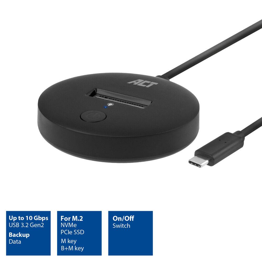 ACT M.2 NVMe/PCIe SSD docking station, USB-C 3.2 Gen2 (AC1501)