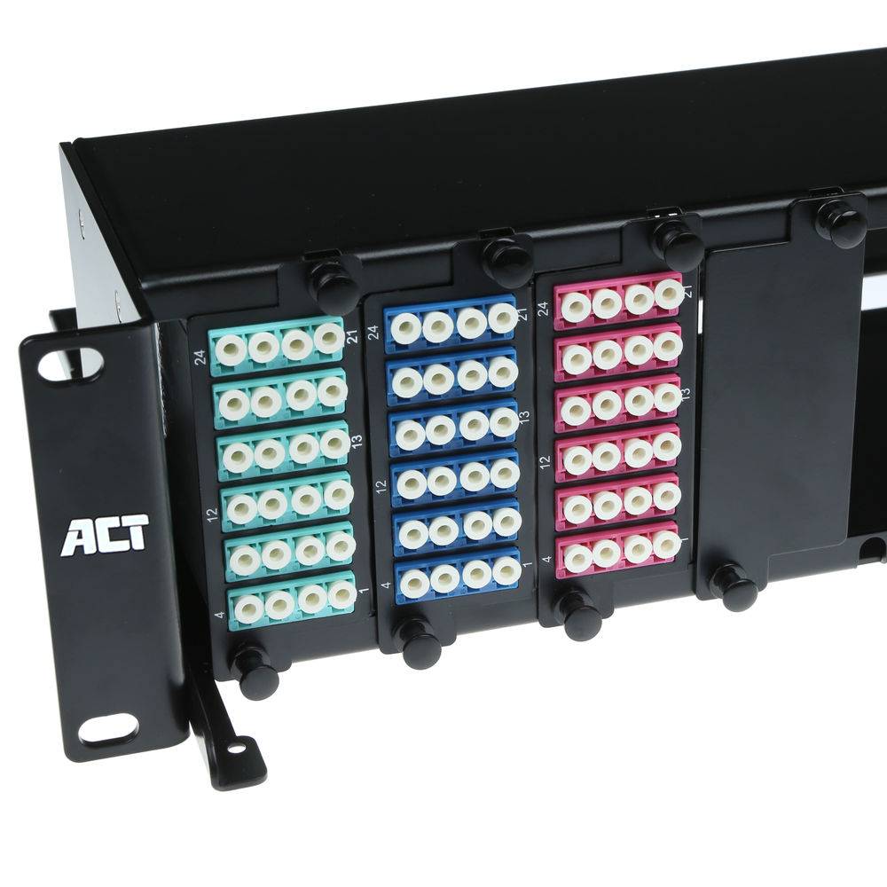 ACT Fiber panel High Density 2HE voor 12 MTP?-MPO cassettes / keystone adapterplates (FA2056)