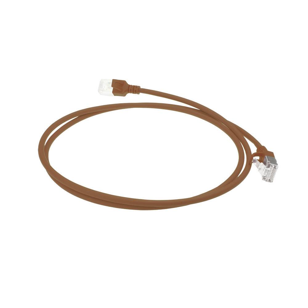 ACT Brown 1.5 meter LSZH U/FTP CAT6A datacenter slimline patch cable snagless with RJ45 connectors (DC7251)