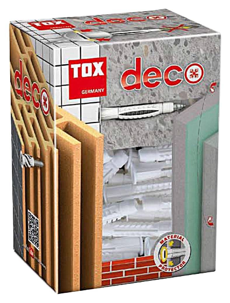 TOX Allzweckdübel Deco mit Kragen für Voll- Loch- und Plattenbaustoffe 12x76 mm - 25 Stück