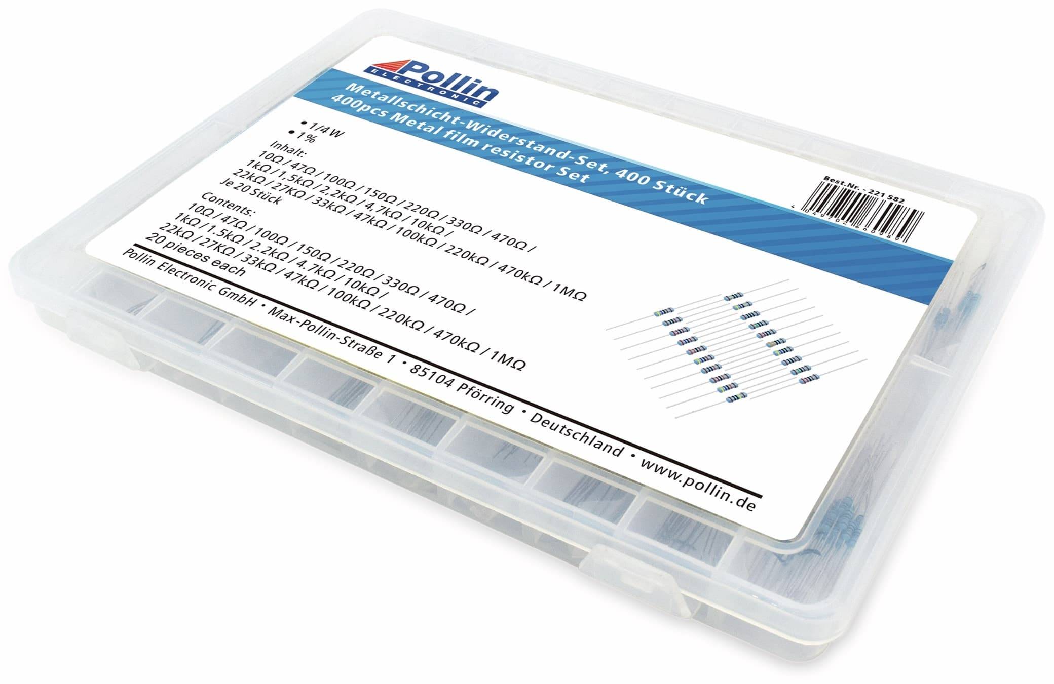 Widerstands Sortiment Metallschicht 400 Stk., 0,25 W, 1%