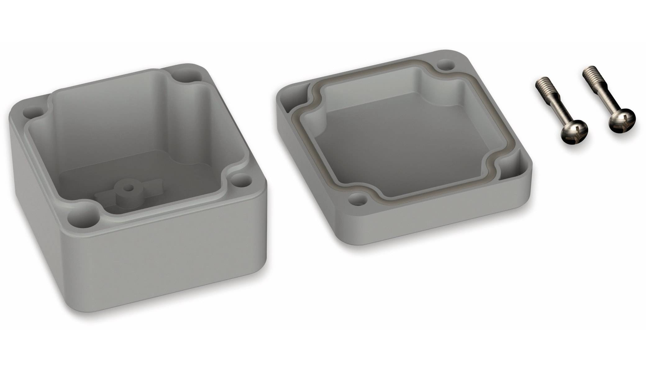 POLLIN, Polycarbonat Gehäuse, 52 x 50 x 35 mm, IP66, Lichtgrau